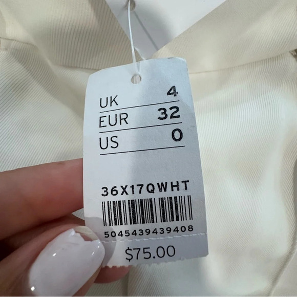 Topshop White Pleated Straight Leg Trouser Pants USA size 0. NWT - Picture 6 of 9